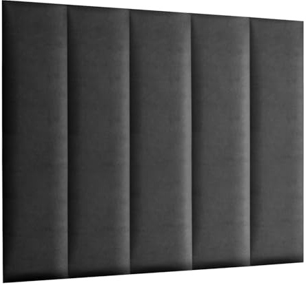 MG Design Polsterpaneel 30 x 120 cm in Dunkelgrau – 3D Wandkissen fürs Bettkopfteil & Wanddeko, ohne Bohren, geräuschmindernd, fein strukturiert, pflegeleicht & Abriebfest