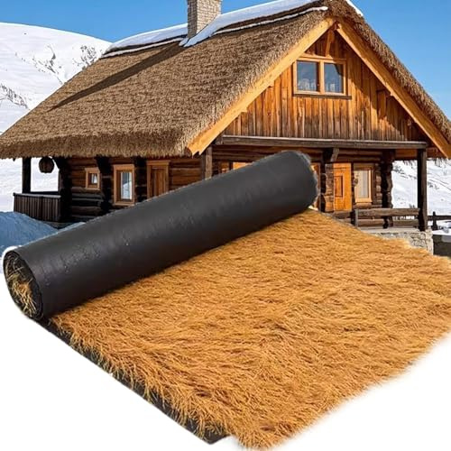 Techo De Paja Artificial Enrollable Para Decor De Bares Tiki|rollo De Paja Artificial Sin Mantenimiento|rollo De Paja De Palma Para Decor Jardines|Techo De Paja Impermeable(Size:0.5*10m(1.6*32.8ft))