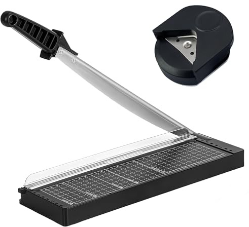 ​GOEDCH 30cm Papierschneider Hebelschneider: Papierschneider für Fotos, Schneidemaschine mit Metallbasis & Anti-Slip-Design, Hochpräzise für A4/B5/A5-Papier, Fotos, Karton Rasterlineal