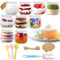 Rliocvhe 300 ml Tarros de Yogur Transparentes con Tapa 9 Piezas, Recipientes de vidrio para pudín y yogur,tarros de Cristal pequeños con tapas para conservas, mermeladas, jaleas, miel, postres