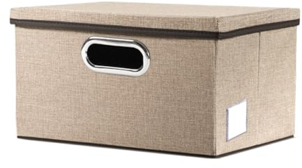 PRANDOM Aufbewahrungsbox mit Deckel,Faltbarer Aufbewahrungsboxen, Aufbewahrungskorb mit Griff,Dekorative Stapelboxen,Organizer Container,Khaki[1-stück] 29x22x17cm
