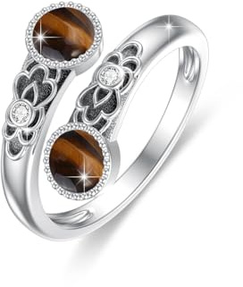 ABIGY Lapis Lazuli/Rosa Opal/Türkis Ring 925 Sterling Silber Doppelstein Ringe Vintage Blumen Ring Verstellbarer Ring Schmuck Geschenk Für Damen