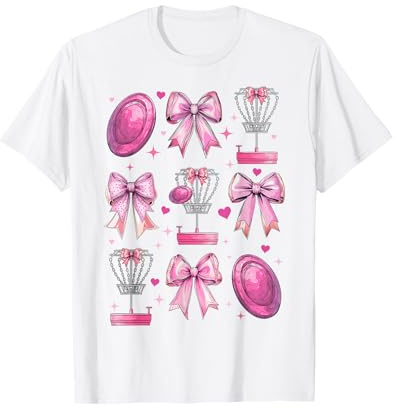 Discgolf - Cestino a Disco da Ragazza, Motivo cocchetta, con Fiocco, Colore: Rosa Maglietta