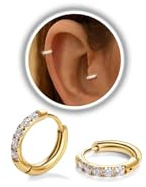 Velvoria 1 Paar kleine goldene Creolen 18 Karat vergoldet mit chirurgischem 316L Stahl Scharnier Huggie Creolen für Knorpel, Helix, Tragus, leichte hypoallergene Ohrringe (6 mm)