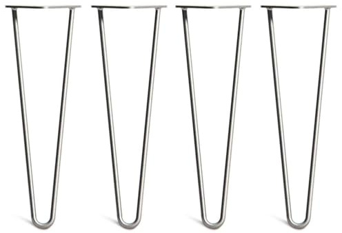 The Hairpin Leg Co. 4X Haarnadel-Tischbeine: Doppel-Schweiß Stahl, Schrauben, Anleitung, Schutzfüße. Klassischer 10mm 2 Stangen Stil. 40cm Rohstahl