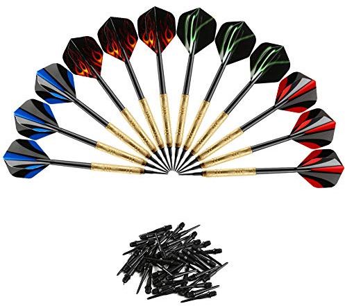 Accmor 12 Pcs Darts Plastic Tip, Soft Tip Darts Set, 14g Plastic Tipped Dart, Attach Extra 36 Black 2BA Replacement Tips, Soft Tip Darts for Electronic/Plastic Dartboard
