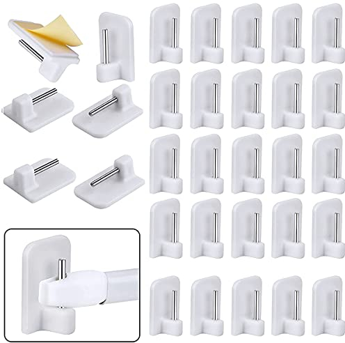 mengger Gardinenhaken selbstklebend 40 Pcs Klebehaken Haken Gardinenstangen Vitragestangen Gardinenhalter Weiß Gardinenhaken