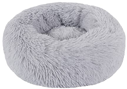 BVAGSS Soft Cuscini Letti Letto per Animali Rotondo Caldo Morbido soffice Peluche Sleeping Sofa per Gatti e Cani XH034 (Diameter:40cm, Light Grey)