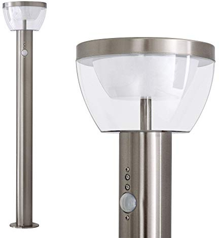 Maxkomfort LED Aussenleuchte mit Bewegungsmelder Standleuchte Gartenleuchte Wegeleuchte Lampe 9W Edelstahl 80cm modern IP54 309A1-800