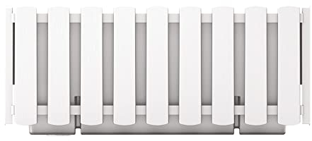 Prosperplast Boardee Fencycase Balcony Flower Box, Balcony Planter Box, Rustic Design for Indoor and Outdoor Use, Length: 380 mm, White