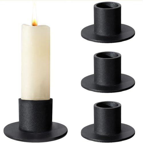 4 Stück Schwarze Kerzenständer，kerzenhalter für stabkerzen，Retro Kerzenhalter für Candlelight Dinner, Tischdekoration, Hochzeit, Weihnachten Weihnachten Deko, Frohe Weihnachten, Weihnachten Geschenke
