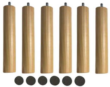 Mobiliarioclichi - Pieds pour sommier et bases tapissées, en différentes dimensions et couleurs (Naturel, lot de 6 unités 20 cm)