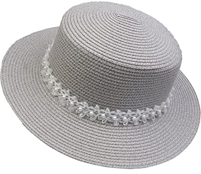 JK Home Pliable Chapeau de Soleil Femme Panama en Paille Gris