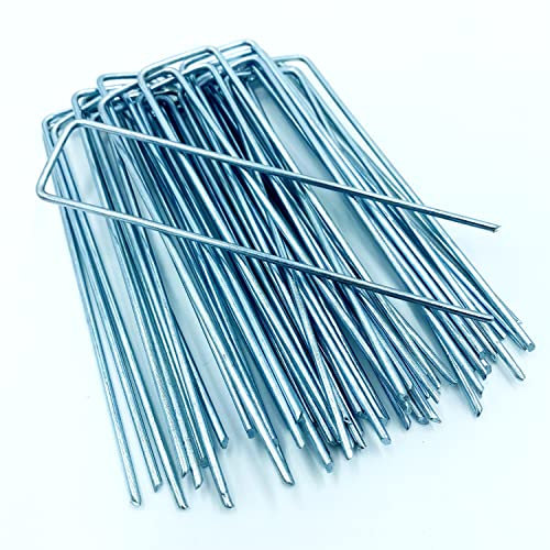 Weed Membrane Pegs Pins Staples Nails | Anti-Rust Galvanised Metal U-Shaped Stakes for Garden, Camping, Grass Matting, Landscape Fabric - 150mm / 6