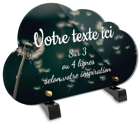 OCAP-FUNERAIRE.COM Targa per nuvola personalizzabile in plexiglass, motivo pissenletto, varie dimensioni, spessore 6 mm, personalizzata su varie linee, 25 x 15 cm