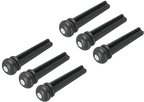 sourcing map Paket von 6 Ebenholz Akustikgitarre Brücke Ende Pin Set mit Schale Weiß Kopf