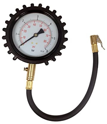 HMTE 4-Zoll-Auto-Reifendruckprüfer mit Zifferblatt und Clip-on-Luftdruckprüfung (Color : Black, Pressure Range : 0-87psi(6bar)) (Black 0)