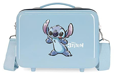 Disney Stitch stygg gör en ansikts anpassningsbar sminkväska blå 29 x 21 x 15 cm hård ABS 9,14 l 0,8 kg, Blå, Talla única, anpassningsbar necessär