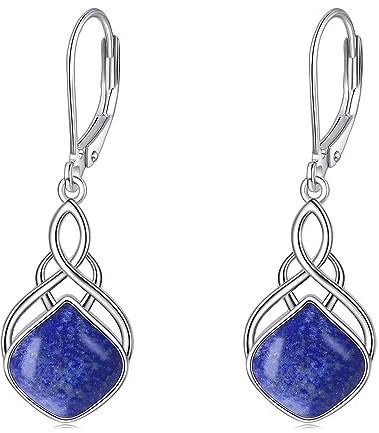 YAFEINI Lapislazuli Ohrringe 925 Sterling Silber Damen Irischer Keltischer Knoten Tropfen Ohrringe Teardrop Lapislazuli Schmuck Geschenke für Damen Mädchen