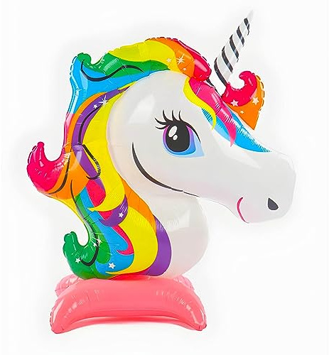 Folienballon Aufsteller 3D im Einhorn Design, ca. 45 * 36 cm - Ideal für Geburtstagspartys, Hochzeiten, Veranstaltungen, Dekorationen, Überraschungen, Geschenke, Luftballon-Deko, Premium Qualität