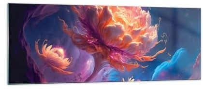 ARTTOR Glasbild 140x50cm Wandbild Glasdruck Fantasy Blumen - 5692