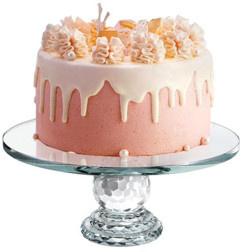 Soporte para Tartas Cristal, Uten Soporte para Tartas de Cristal K5 de 10,7 pulgadas, Expositor Tartas de Redondo Transparente, Multiusos, Adecuado para Cumpleaños Aniversario Mostrar Pasteles Postres