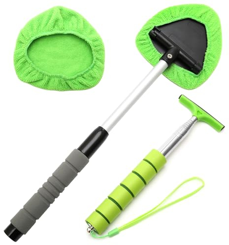 Brosse de Nettoyage pour Pare-brise Intérieur de Voiture et Raclette Telescopique pour Rétroviseurs, Nettoyant pour Pare-Brise, Outil de Nettoyage Intérieur de Voiture pour Maison et Extérieur