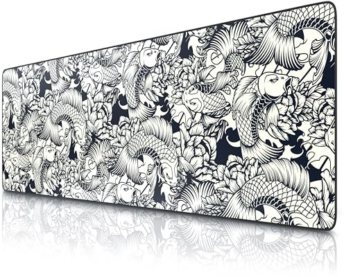 Titanwolf - XXXL Übergröße Mauspad 1200x400mm, Gaming Mousepad Groß 120x40 cm Tischunterlage Large Size verbessert Präzision und Geschwindigkeit XXXL für Logitech Maus und Tastatur, Koi