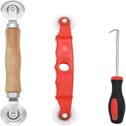 GIONAR 3 Stück Werkzeug Einzieher Einroller für Keder Siebfenster Spline Roller Hand Spline Roller Rollwerkzeug mit Nylonräder Gummistreifen Haken für Fliegengitter Insektenschutz Ersatzteil