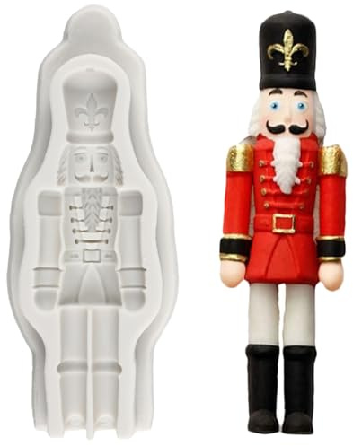 MINFEIDMS Nutcracker Soldier Fondant Silicone Moulds | Soldier Chocolate Moulds Sugar Cake Decorating Cupcake Topper Gum Paste Candy Polymer Clay