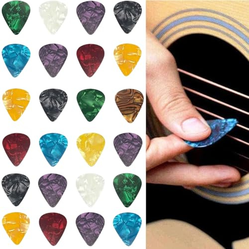 Guitar Picks 24 pcs, Guitar Plectrums for Your Electric, Acoustic, or Bass Guitar,0.46mm-Thin,0.71mm-Medium,0.96mm-Heavy，1.2mm-thicker