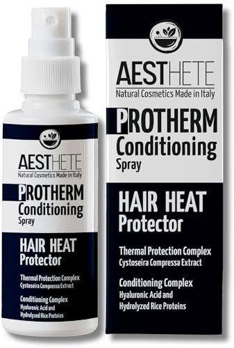 Termoprotettore Capelli Spray Naturale 100ml Senza Risciacquo | Protezione 230°C, Anticrespo, Idratante, Districante | Per Capelli Ricci, Lisci e Mossi – AESTHETE ProTherm