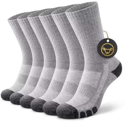 YouShow Calcetines de senderismo Merino para hombre y mujer, 3 pares de calcetines de senderismo para exteriores con acolchado antiburbujas