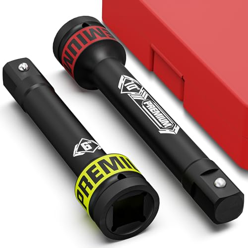 KIRXST Set di 2 Prolunghe Cricchetto 1, Estensione a Impatto 150 mm 250 mm, Bussola e Avitatore per Riparazione Auto e Manutenzione Generale