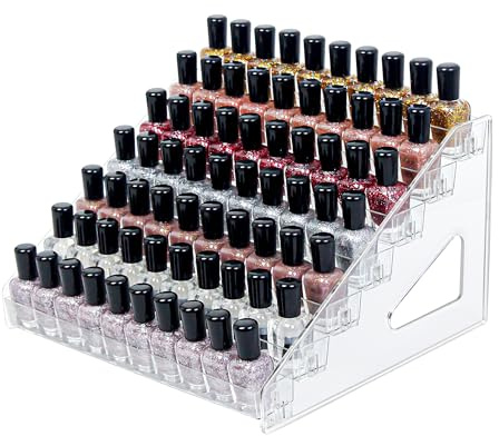 DTXIAQIAO 7-Tier Clear Acrylic Nail Polish Storage, Holds 56-112 Bottles, Multi-Purpose Nail Polish Rack, Sunglasses, Essential Oils and Cosmetics
