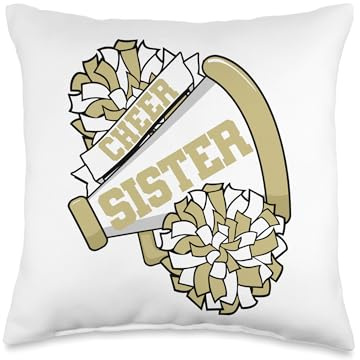 Cheer Sister with Megaphone and Pom Poms VG Throw Pillow