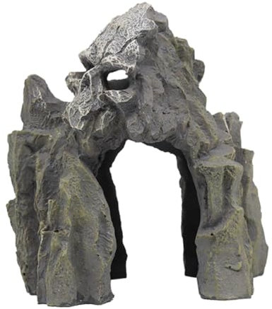 Homoyoyo Fisch Tank Deko Skulptur Skull Mountain Rückzugsort Aus Harz Natürliche Aquarienlandschaft Für Fische Und Pflanzen Vielseitige Dekoration Für Haus Und Büro