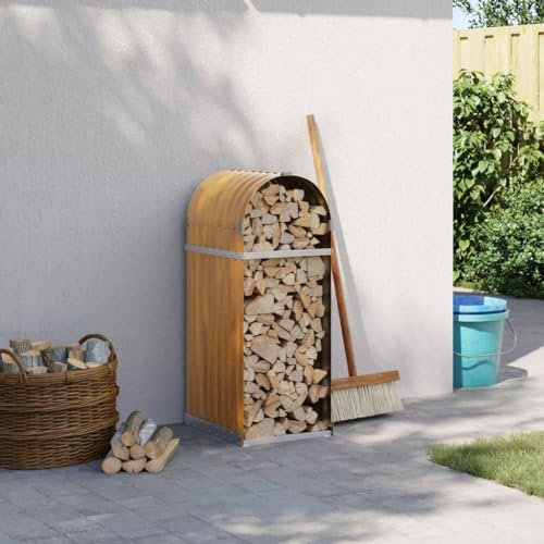 Étagère de rangement en métal pour bois de chauffage - Pour intérieur et extérieur - En acier galvanisé - 40 x 45 x 100 cm - Marron clair