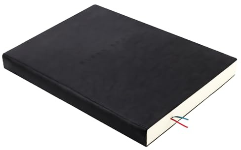 SYUTBOU Skizzenbuch A3 Blanko, 380 Blatt Notizbuch Schwarz, 75g/m² Schwarzer Skizzenblock Zeichenpapier mit PU Abdeckung für Kunst und Design
