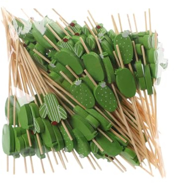 KIXZSAZ 100 pack/lote, práctico para brochetas de frutas para aperitivos y cócteles, palillos de dientes Para madera fiables y seguros para aperitivos, Palo cactus colores