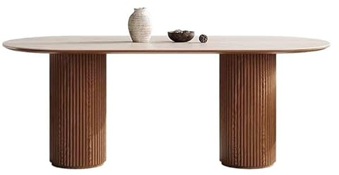 Table de salle à manger ovale rétro en bois couleur noyer (140 x 80 x 75 cm)