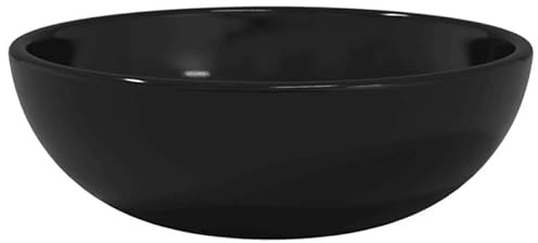 Lavabo en verre trempé, 35 x 12 cm, noir, design moderne, pour salle de bain et cuisine, verre trempé robuste avec finition noire, peu encombrant et facile d'entretien