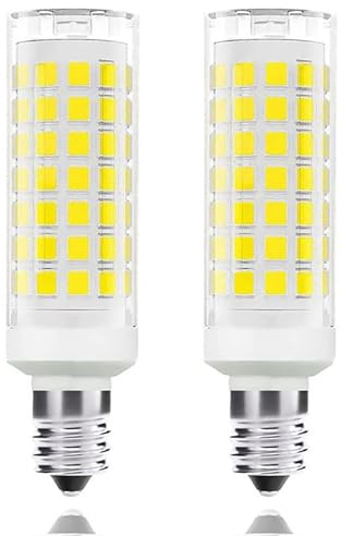 Adzok E11 7W Mini Candelabra Base Led Bulb, Daylight White 6000K, T4 Mini Candelabra Base, JDE11 120V 70W for Ceiling Fans, Chandeliers, Cabinet Lighting, Pack of 2…