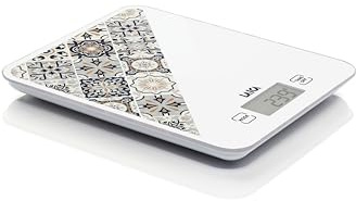 LAICA KS5013B Bilancia da Cucina Digitale - Marrone - Appendibile - Alta Precisione 10kg/1g - Display LCD - Funzione TARA - Calcola il Volume dell'Acqua - Vetro Temperato - Italian Design