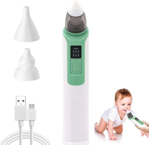 Nasensauger Baby - Grün Elektrischer Nasensauger, Baby Staubsauger, Nasensekretsauger mit 6 SaugstäRken & 2 Silikon Tipps für Kleinkinder Kleinkinder und Neugeborene Usb-Aufladung