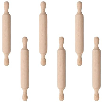 6 PCS Wooden Rolling Pin, Small Rolling Pin, Kids Rolling Pins,for Fondant, Pie Crust, Cookie, Pastry, Dough in The Kitchen Baking Cookie Christmas Easter(14 * 2cm)