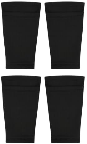 2 Paires de Chaussettes pour protège-Tibias de Football, Manchons antidérapants avec Poches, Maintien pour Adultes et débutants (Noir)