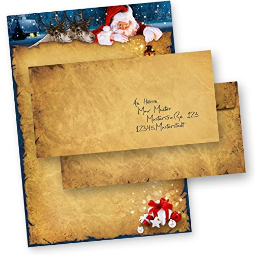 TATMOTIVE Briefpapier Weihnachten NORDPOL EXPRESS 25 SETS DIN A4 90g Weihnachtsbriefpapier mit Umschlag