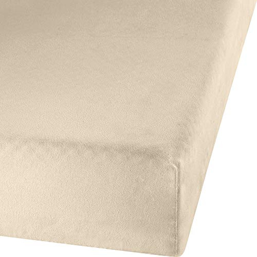 Erwin Müller Spannbettlaken, Spannbetttuch Erlangen Feinbiber beige Größe 90x190 cm - 100x200 cm - warm und kuschelig, bügelfrei, mit Rundumgummi