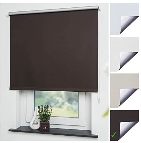 Liedeco® Rollo, Fenster Rollo, Kettenzug-Rollo / 102 x 180 cm (Breite x Höhe), braun/Thermo-Beschichtung, Verdunkelnd, Blickdicht/Breiten 60-200 cm/Variable Montage möglich